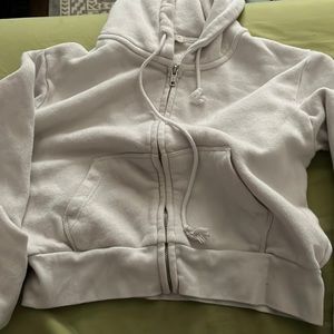 white brandy melville cropped zip up crystal hoodie